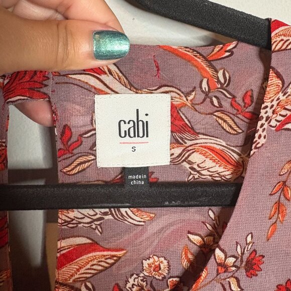 CAbi 3611 Good Luck Red Crane Print Peplum Tank top - Picture 5 of 5